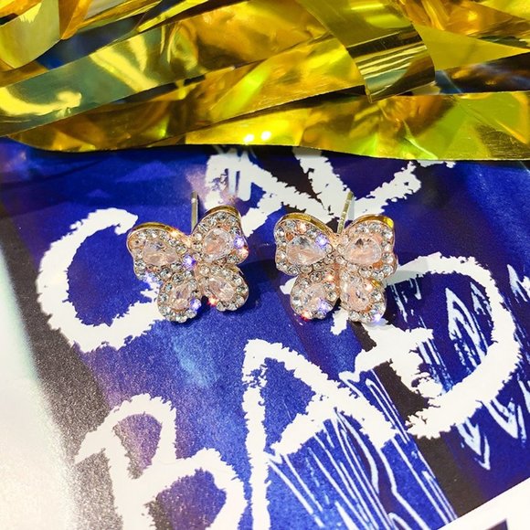 *NEW 18K Yellow Gold Diamond Butterfly Earrings B - Picture 6 of 11